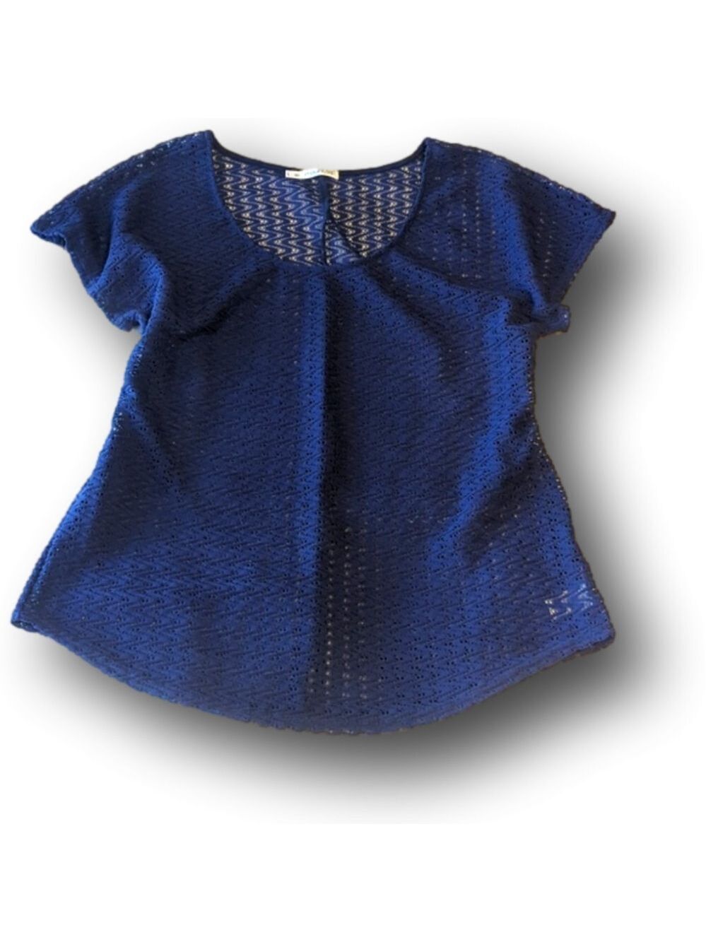 Open weave scoop neck blouse